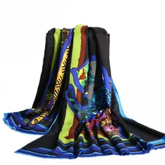 kašmir i svileni šal Crni modalni šalovi od kašmira